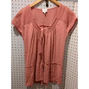 Ava James 1X Pink Top Blouse Short Sleeve